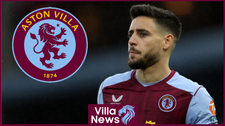 Alex Moreno with Aston Villa badge
