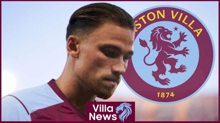 Matty Cash with Aston Villa badge