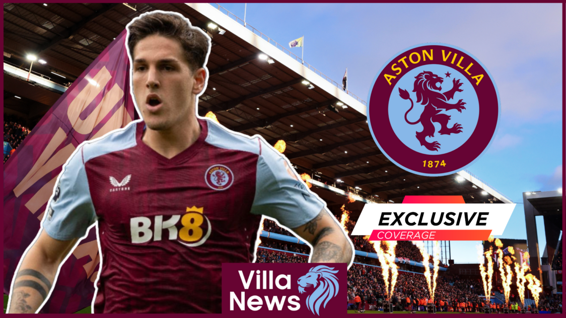 Nicolo Zaniolo with Aston Villa badge