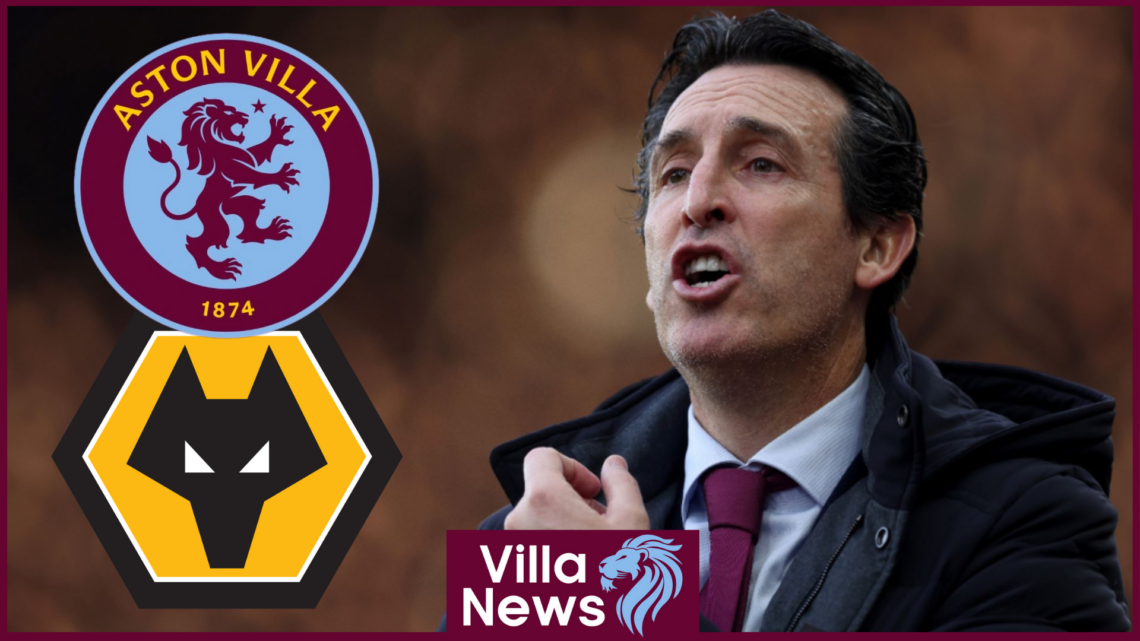 Unai Emery with Aston Villa and Wolves badges