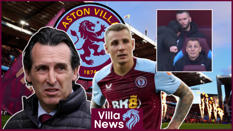 Unai Emery Lucas Digne Villa Park Aston Villa badge