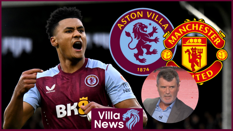 Ollie Watkins Roy Keane Aston Villa and Manchester United logos