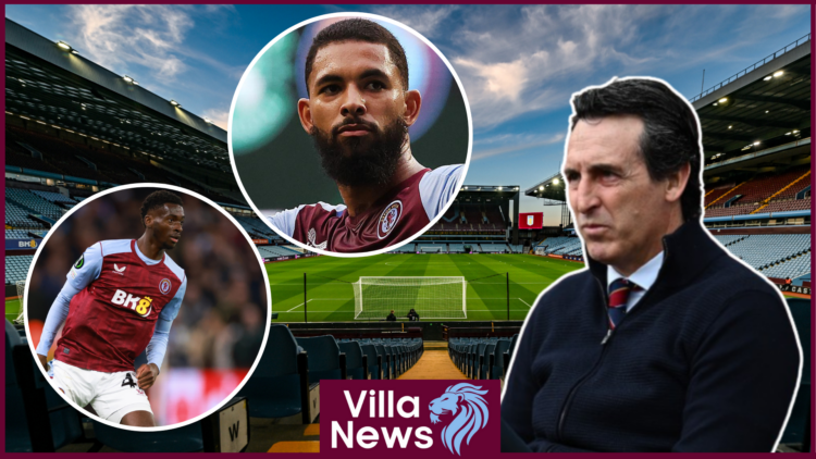 Unai Emery, Douglas Luiz & Tim Iroegbunam at Aston Villa