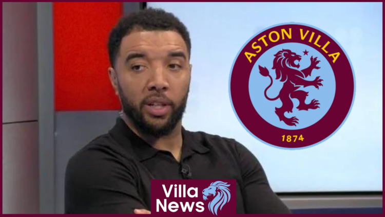 Troy Deeney and Aston Villa badge