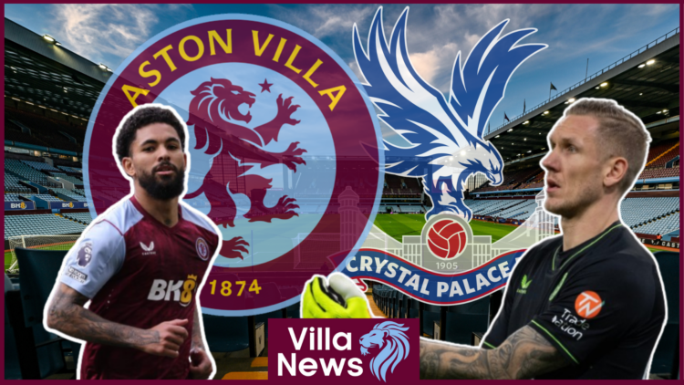 Douglas Luiz, Robin Olsen, Aston Villa badge, Crystal Palace badge