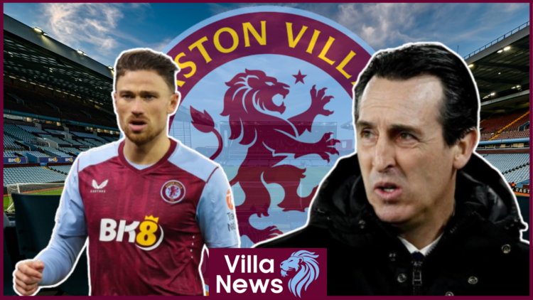 Unai Emery, Matty Cash, Aston Villa badge