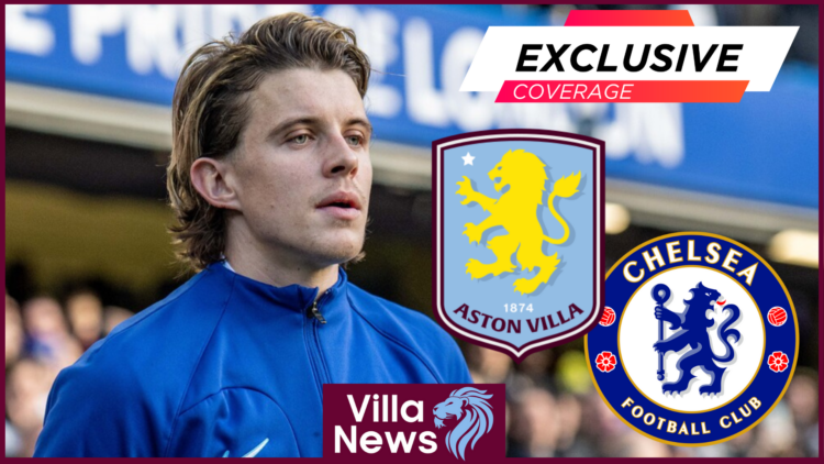 Conor Gallagher, Chelsea badge, Aston Villa badge