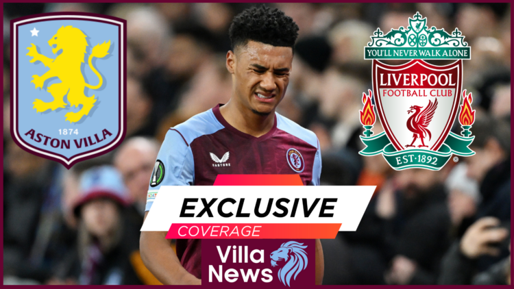 Ollie Watkins, Liverpool badge, Aston Villa badge