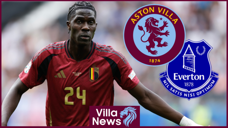 Amadou Onana, Aston Villa badge, Everton badge