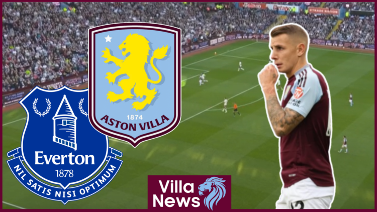 Lucas Digne, Aston Villa badge, Everton badge, BBC Match of the Day