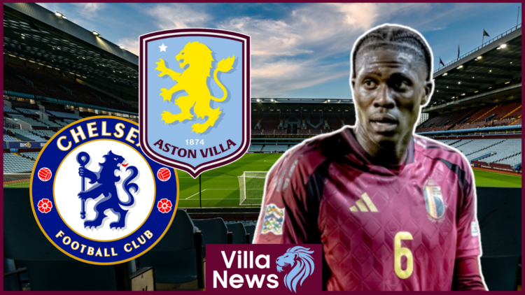 Amadou Onana, Chelsea badge, Aston Villa badge