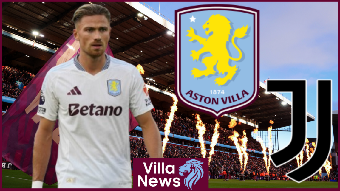 Matty Cash, Aston Villa badge, Juventus badge