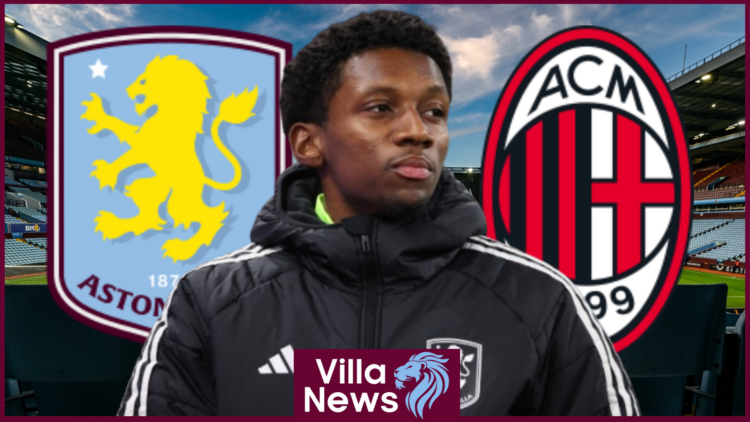 Jaden Philogene, Aston Villa badge, AC Milan badge