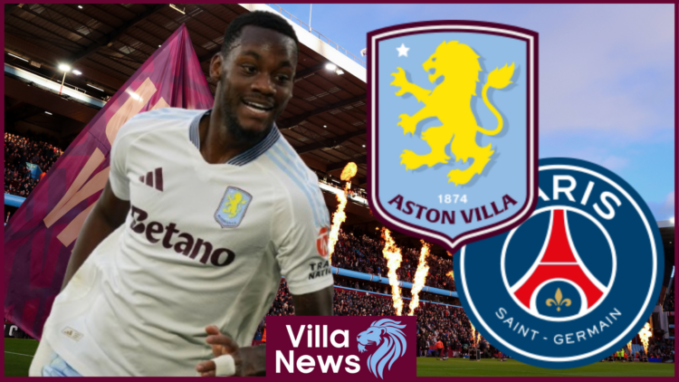 Jhon Duran, Aston Villa badge, PSG badge