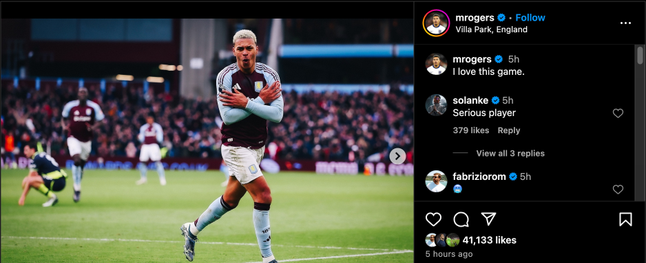 Tottenham striker Dominic Solanke has sent a message to Aston Villa midfielder Morgan Rogers.