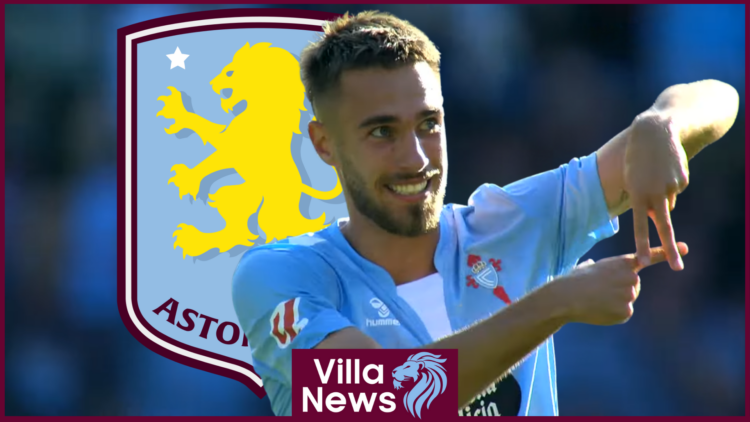 Aston Villa badge Oscar Mingueza