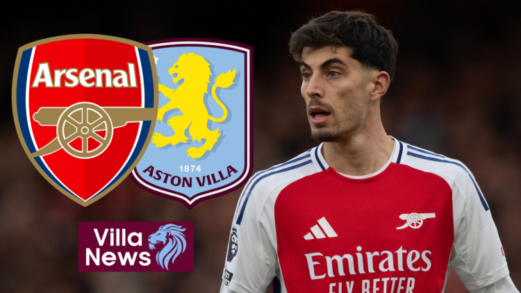 Aston Villa and Arsenal badges, Kai Havertz