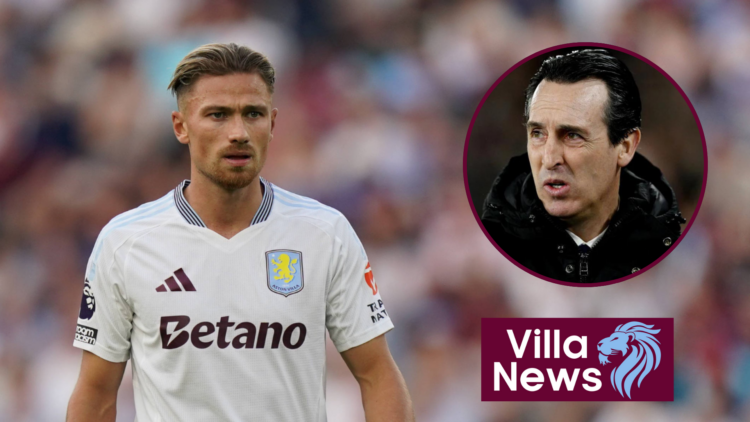 Aston Villa defender Matty Cash and manager Unai Emery
