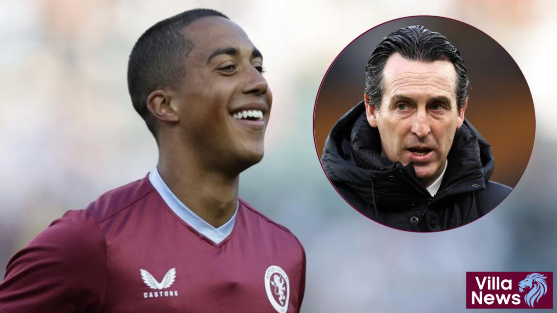 Unai Emery and Youri Tielemans of Aston Villa.