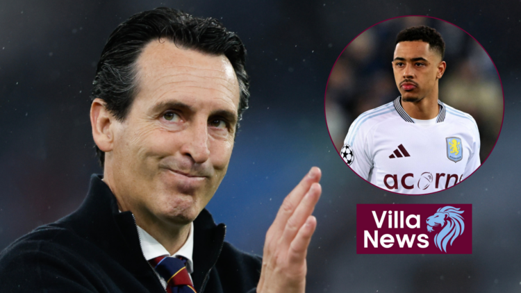 Aston Villa manager Unai Emery and Jacob Ramsey