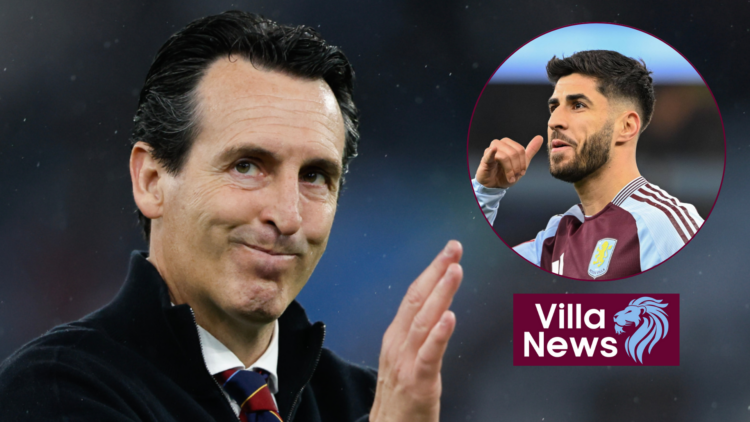 Aston Villa manager Unai Emery and Marco Asensio