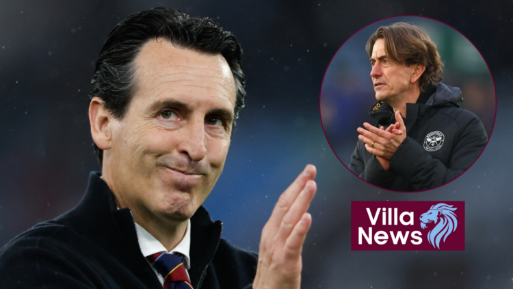 Aston Villa manager Unai Emery and Thomas Frank