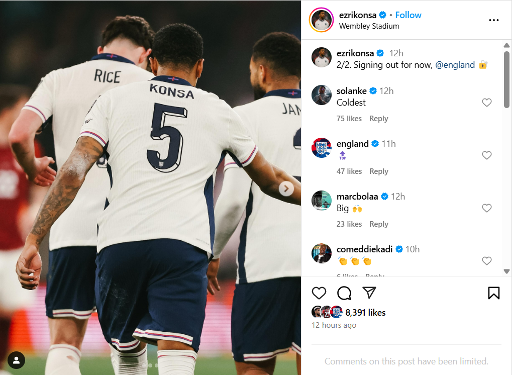 Ezri Konsa celebrates England's win