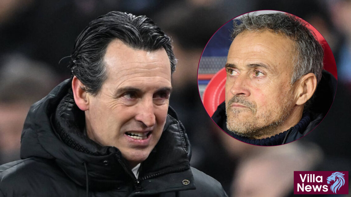 Aston Villa manager Unai Emery and PSG manager Luis Enrique