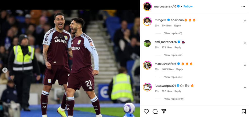 Marco Asensio's Instagram post