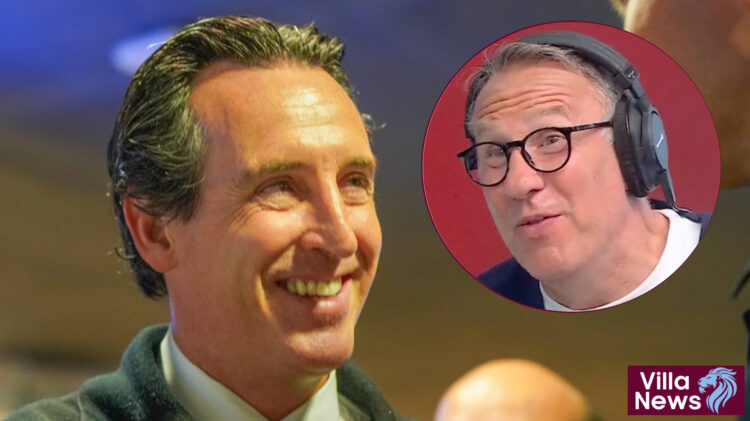Aston Villa manager Unai Emery and Paul Merson