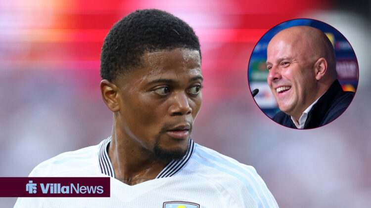 Aston Villa star Leon Bailey and Liverpool boss Arne Slot.