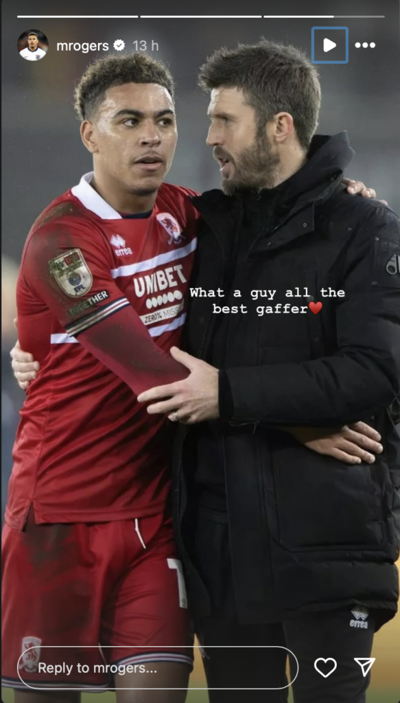 Morgan Rogers wished Michael Carrick well after his sacking