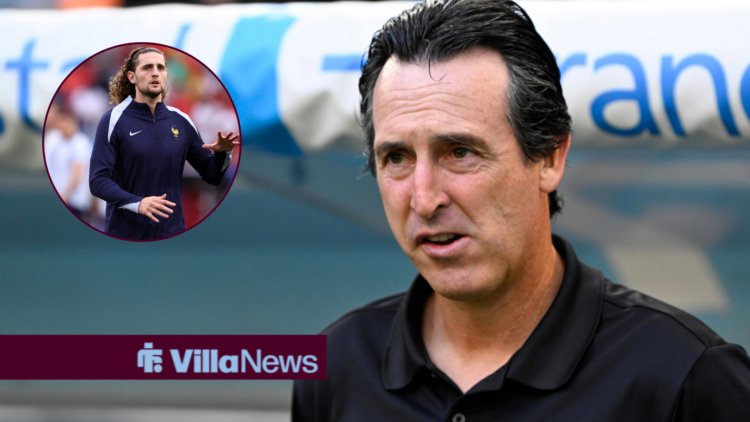 Unai Emery facing insert circle of Adrien Rabiot.