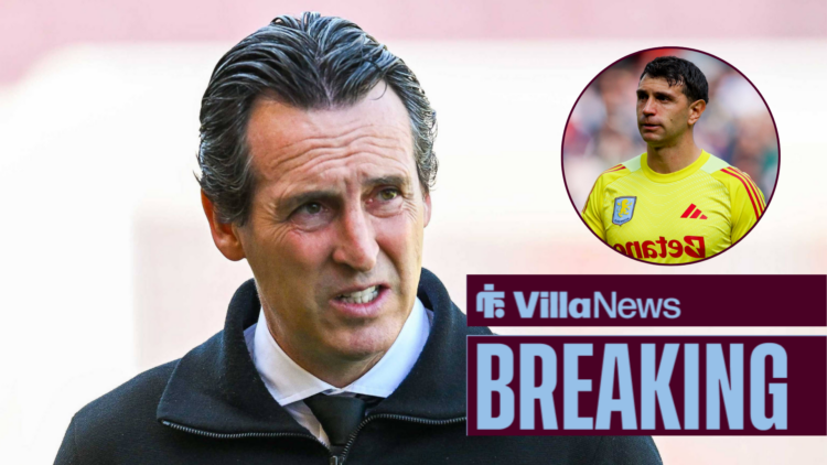 Emi Martinez cries while looking at Unai Emery