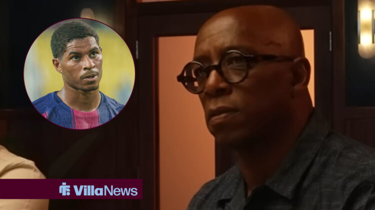 Ian Wright looking frustrated towards a picture of former Aston Villa man Marcus Rashford in a circle