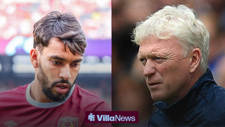 An image of Lucas Paqueta playing for West Ham United, next to an image of David Moyes managing Everton.