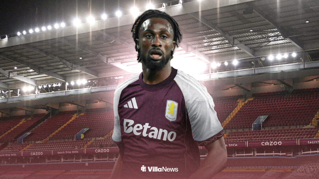 Evann Guessand with Aston Villa kit on