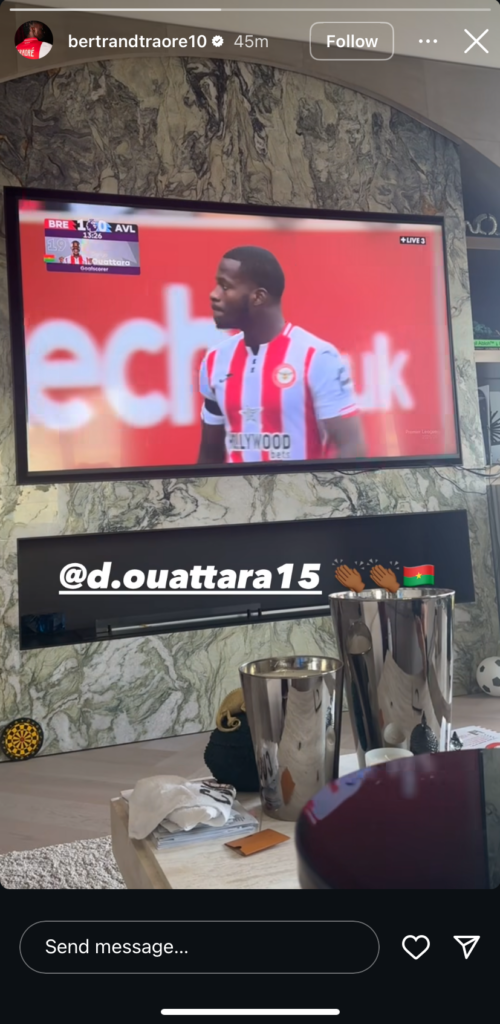 Former Aston Villa star Bertrand Traore on Instagram.