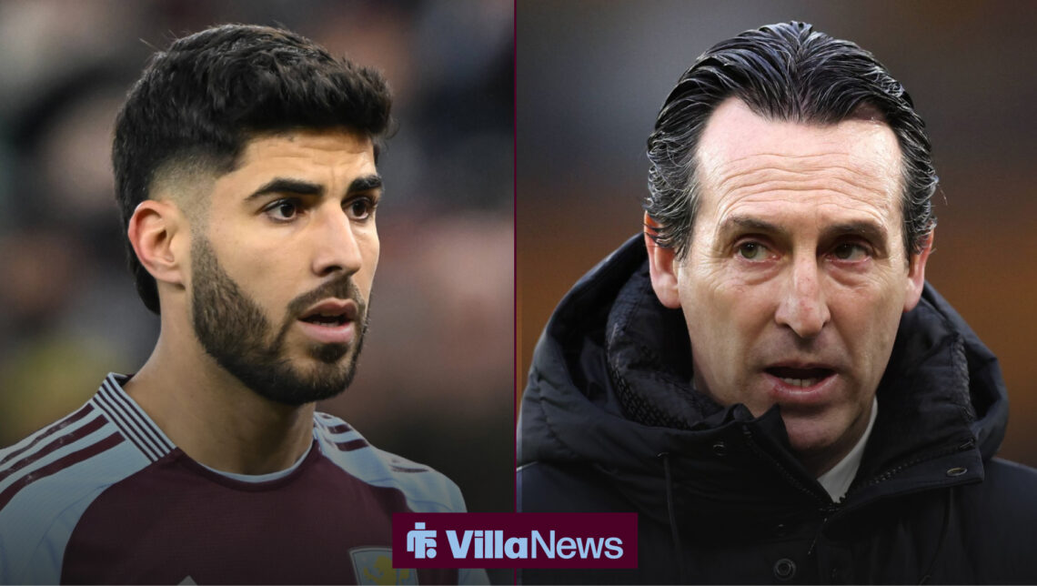 Former Aston Villa loanee Marco Asensio and manager Unai Emery.