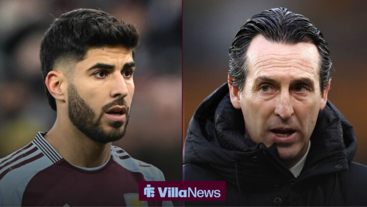 Former Aston Villa loanee Marco Asensio and manager Unai Emery.