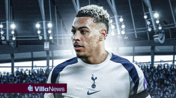 Aston Villa star Morgan Rogers in a Tottenham shirt.