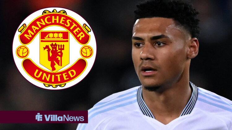 Ollie Watkins and Manchester United badge