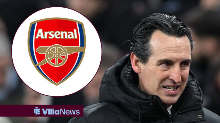 Unai Emery with an Arsenal badge inset