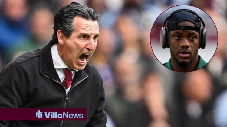 Aston Villa manager Unai Emery shouts in the direction of ex-Villa striker Jhon Duran.
