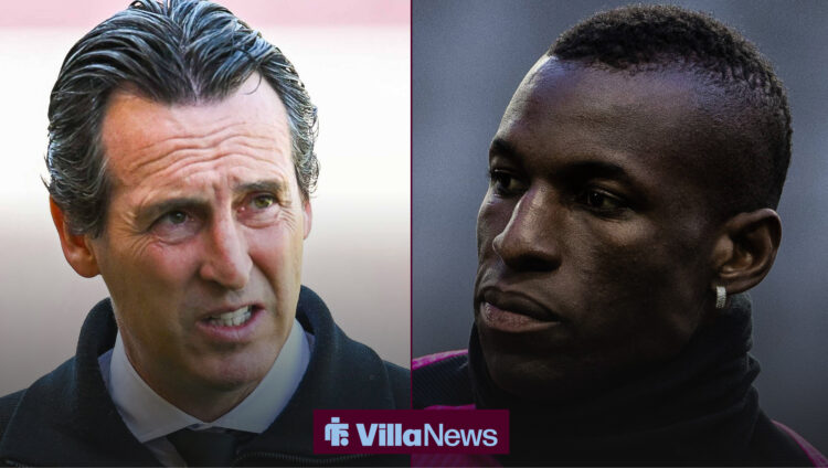Unai Emery and Nicolas Jackson looking at each other.
