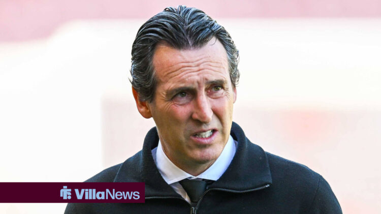 Aston Villa manager Unai Emery looks frustrated.