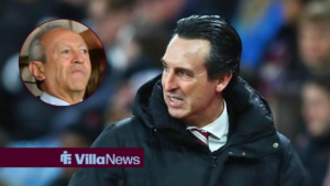 Aston Villa manager Unai Emery and Nassef Sawiris in circular inset