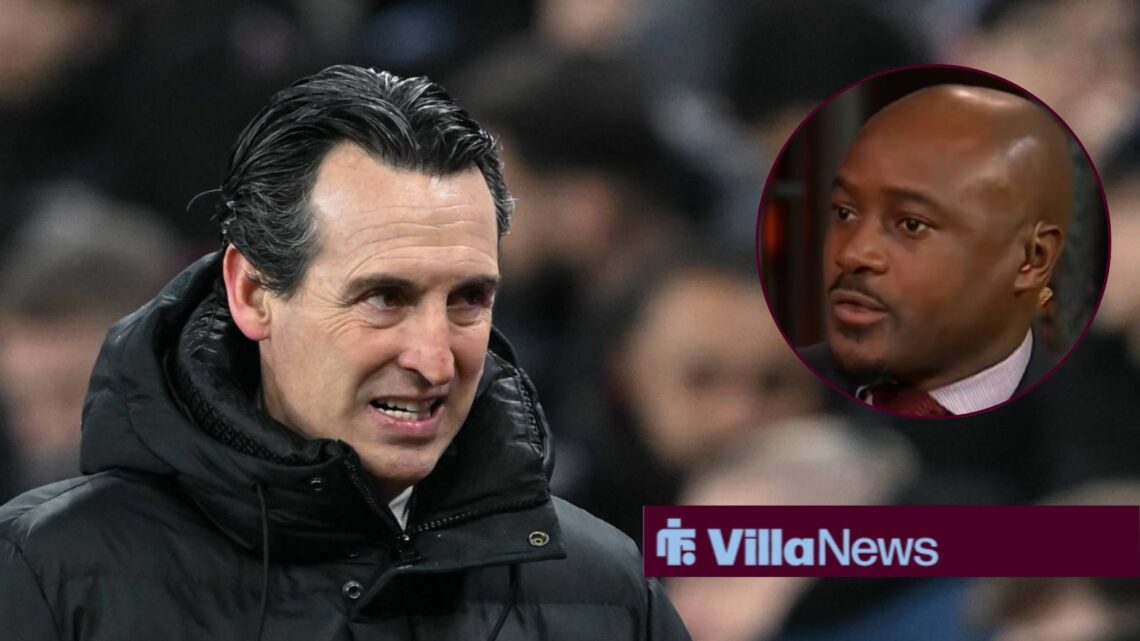 Aston Villa manager Unai Emery looks worried with Nigel Reo-Coker inset