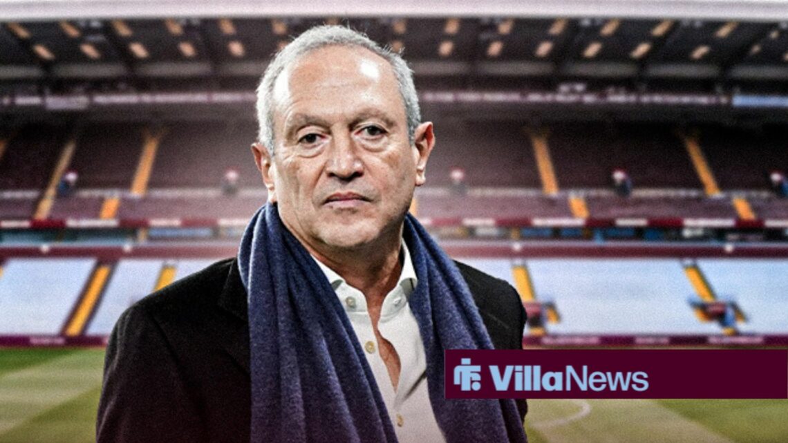 Aston Villa chairman Nassef Sawiris with Villa Park in the background.