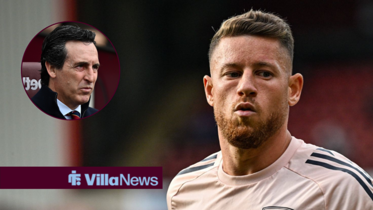 Unai Emery in a circular inset, Ross Barkley warms up for Aston Villa